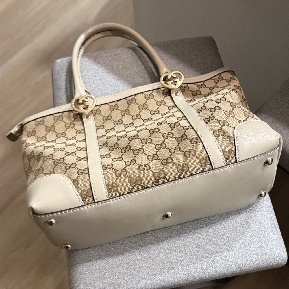 💕GUCCI Logo GG Running Shoulder Tote Bag Canvas Leather Beige GHW - Picture 12 of 16